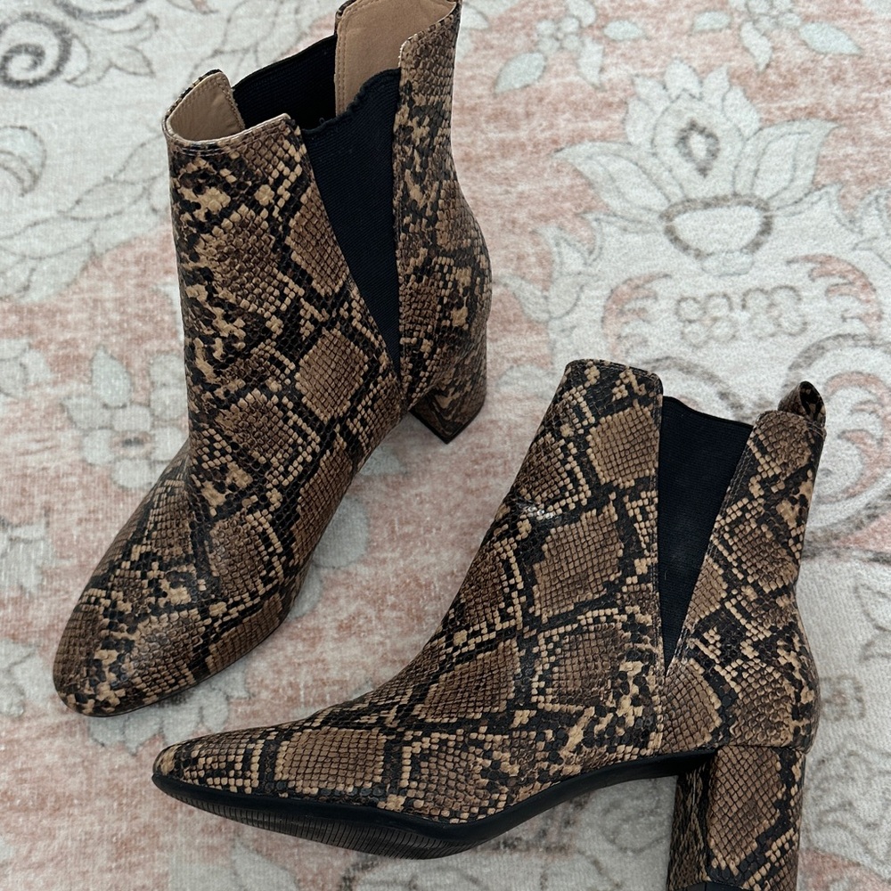 H&M Brown Snakeskin Ankle Boots
